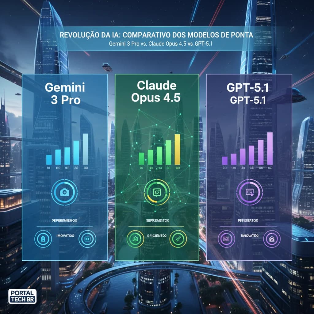 Comparativo: Gemini 3 Pro, Claude Opus 4.5 e GPT-5.1 em 2025